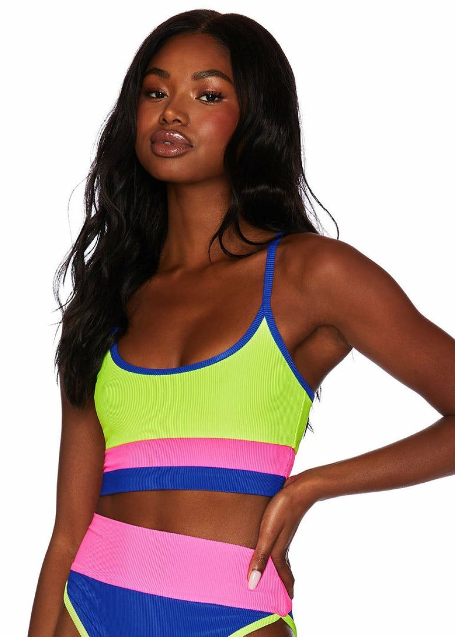 Apparel * | Beach Riot Home Page Eva Top Electric Beach Colorblock