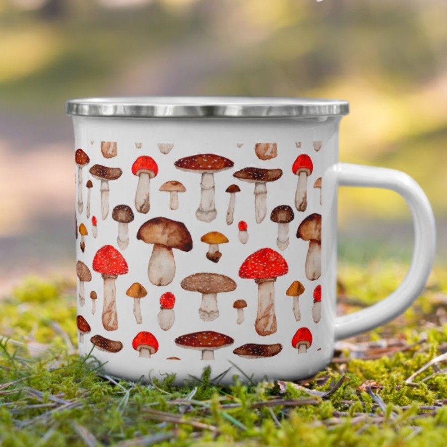 Featured * | Butterfly & Toadstool Toadstool Mushroom Enamel Camp Mug Camping Gear