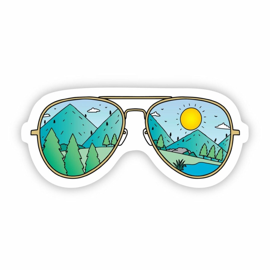 Accessories & Bags * | Big Moods Mountains With Sunglasses Hiking & Camping Sticker