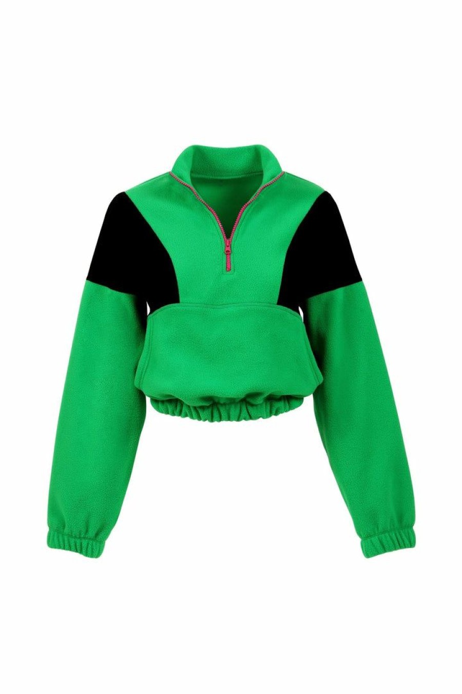 Apparel * | Year Of Ours Mammoth Cropped Half Zip Fleece Green/Black