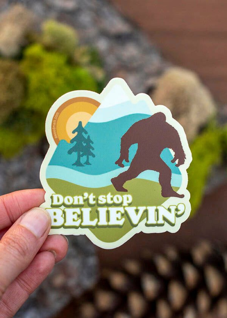 Accessories & Bags * | Amanda Weedmark Home Page Don'T Stop Believin Bigfoot Sticker