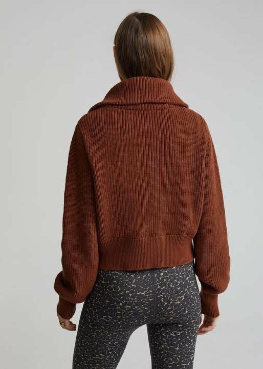 Apparel * | Varley Mentone Half-Zip Knit Pullover Tortoise Shell