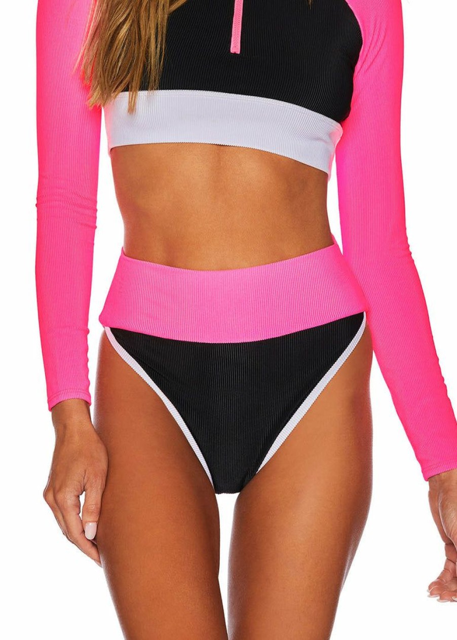 Apparel * | Beach Riot Home Page Emmy Bottom Black Pink Colorblock