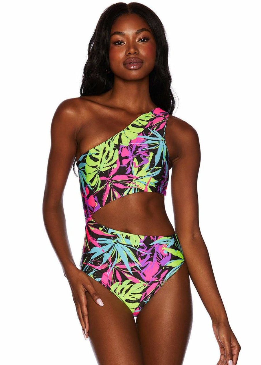 Apparel * | Beach Riot Home Page Celine 1 Piece Neon Palms