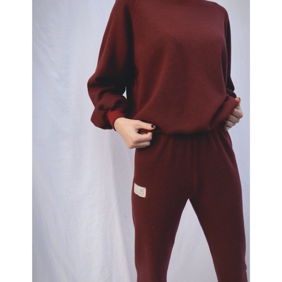 Apparel * | People Of Leisure The Varsity Joggers Deep Ruby