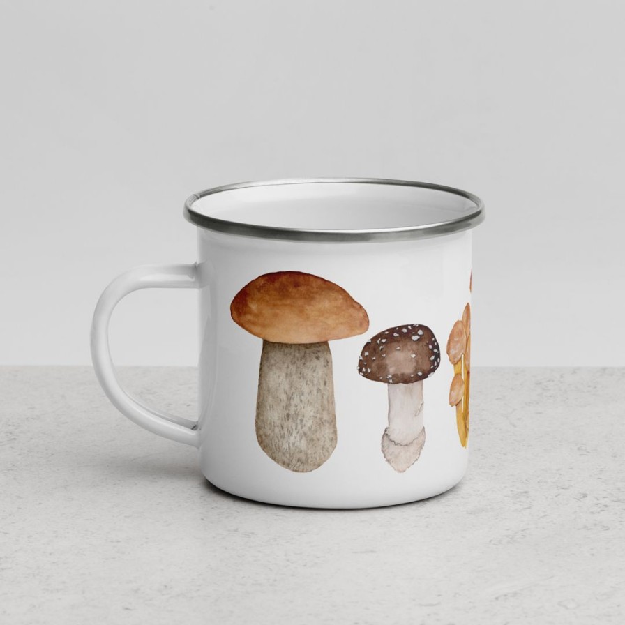 Featured * | Butterfly & Toadstool Camping Gear Mushroom Enamel Camp Mug