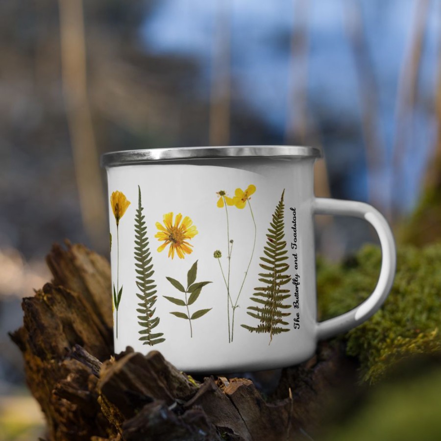 Featured * | Butterfly & Toadstool Pressed Fern Enamel Camp Mug