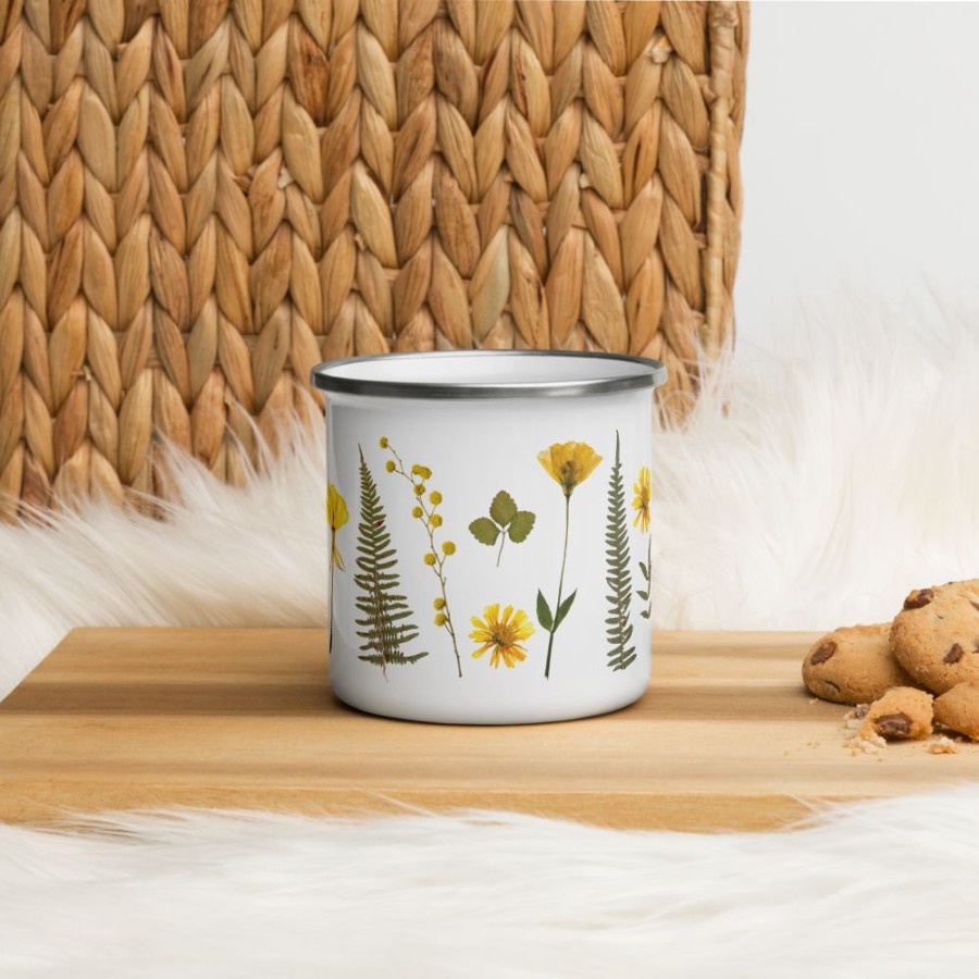 Featured * | Butterfly & Toadstool Pressed Fern Enamel Camp Mug