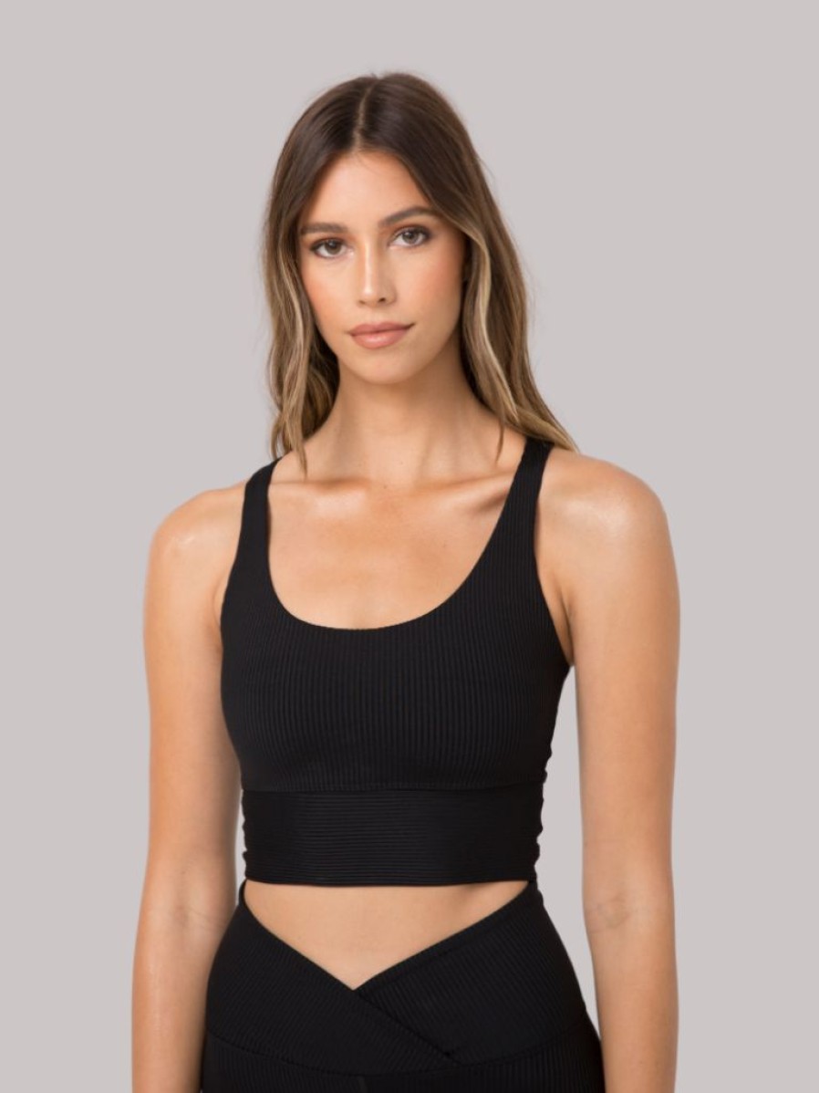 Apparel * | Year Of Ours Ribbed Gym Bra- Black Black Rib