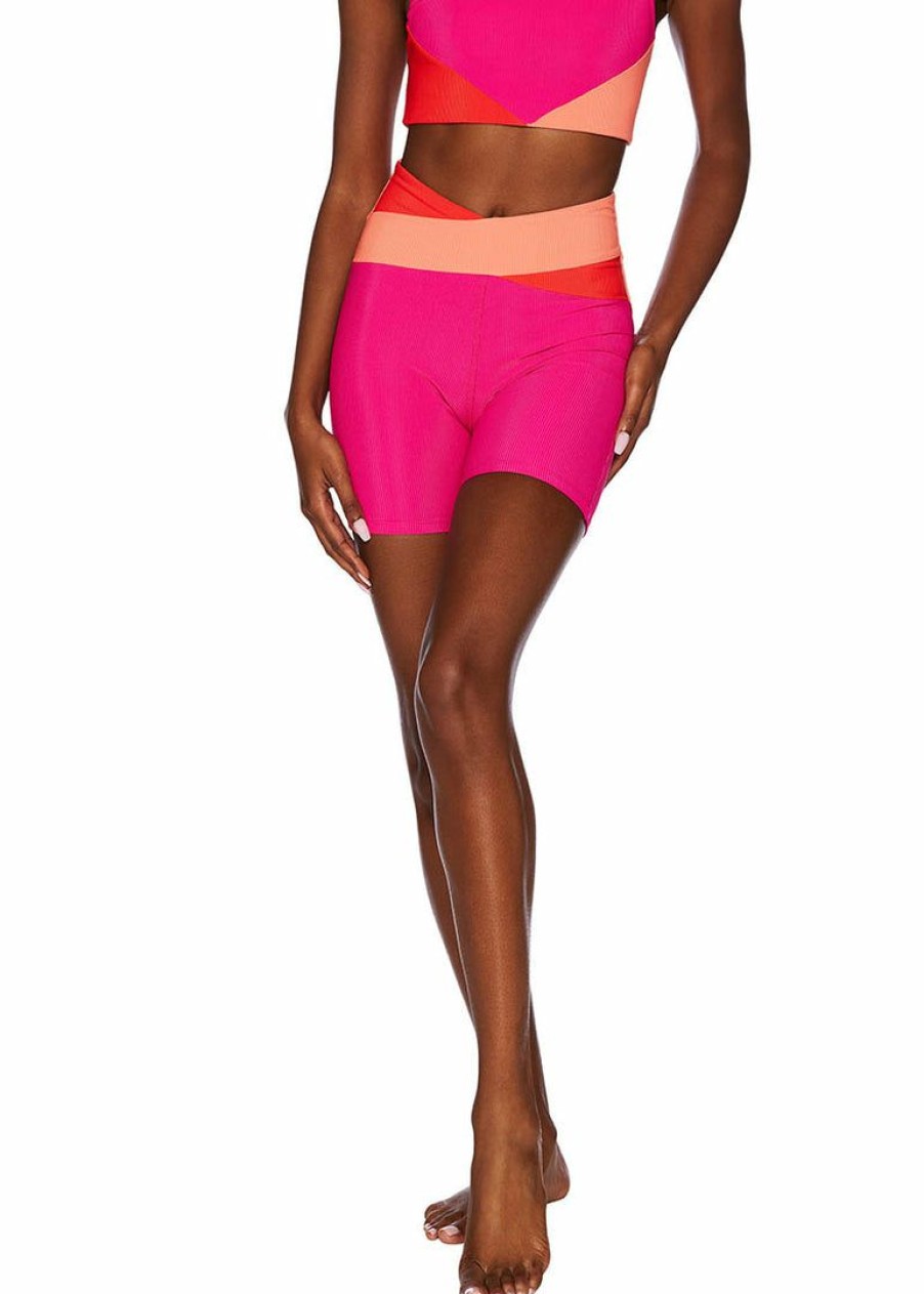 Apparel * | Beach Riot Studio Lover Cora Bike Shorts Magenta Coral