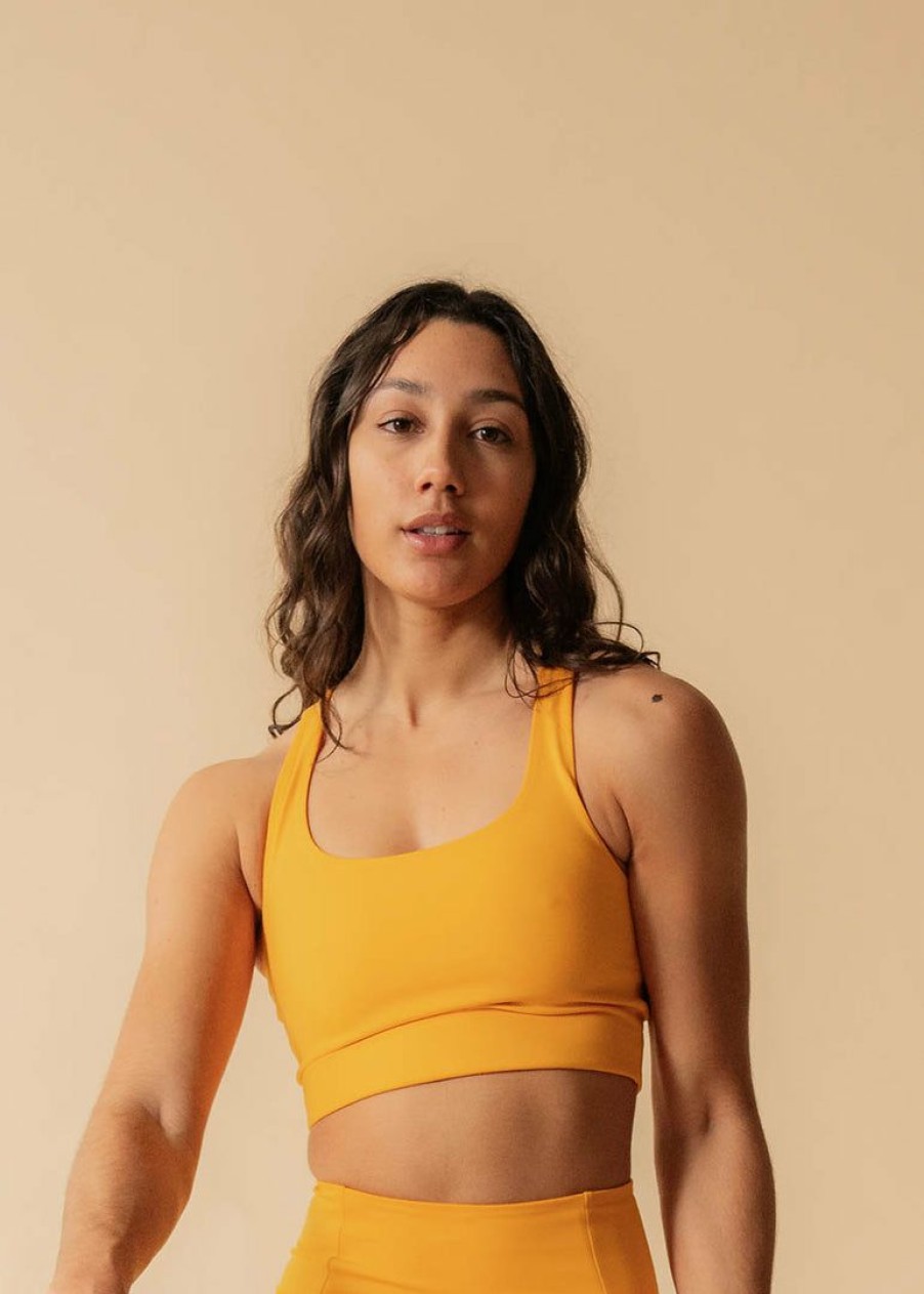 Apparel * | Girlfriend Collective Paloma Bra Studio Lover Golden Glow