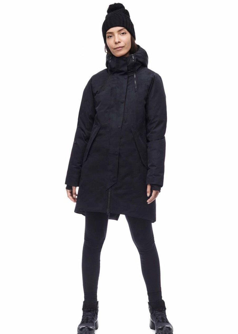 Apparel * | Indyeva Touman Mid Length Down Parka Black