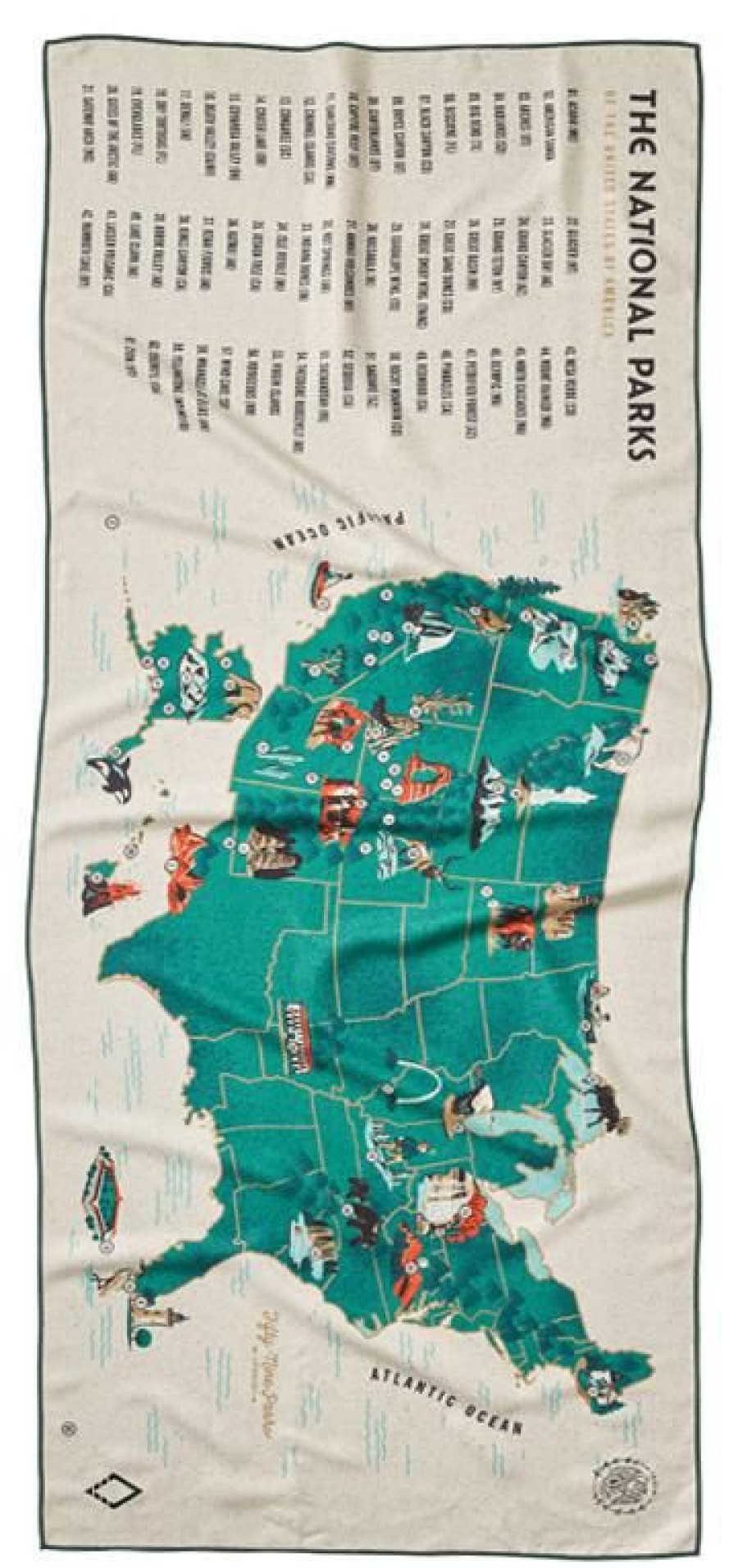 Featured * | Camping Gear Nomadix 59 Parks- Us Map Go-Anywhere Towel