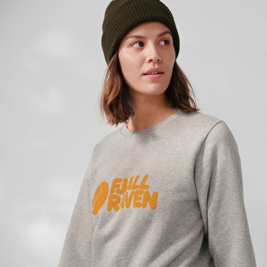 Apparel * | Fjallraven Fjallraven Logo Sweater Grey